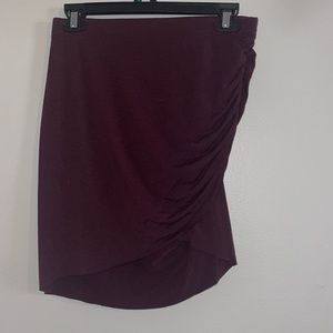 Maroon Pencil Skirt with Ruched Side